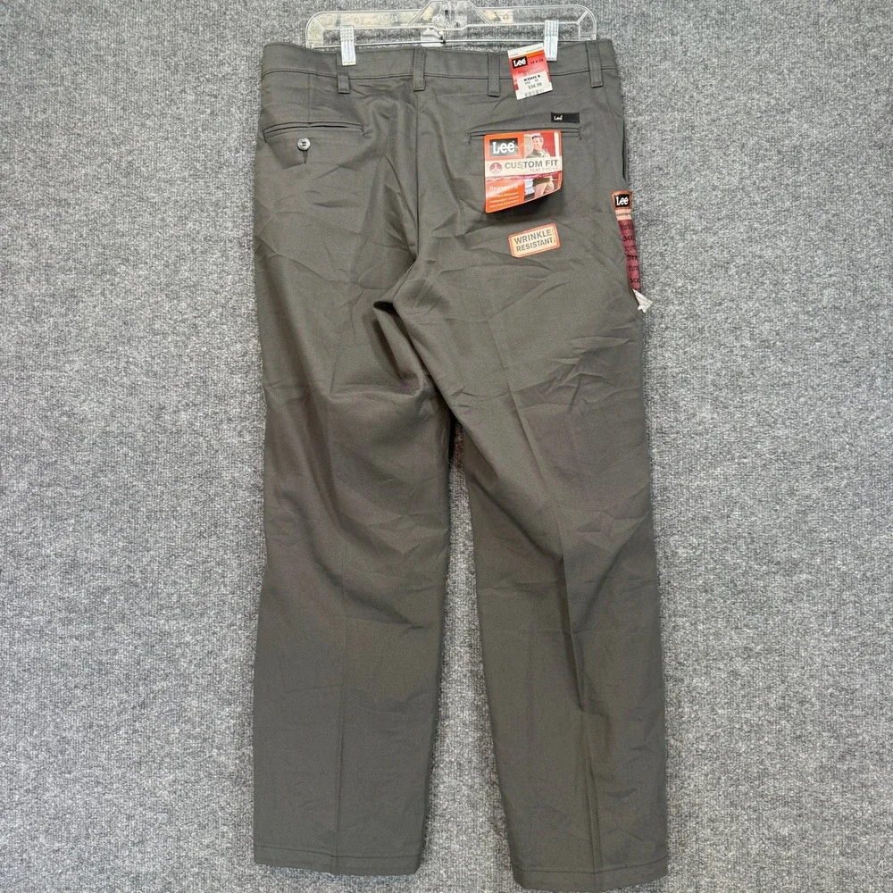 Lee Relaxed Fit Pants Mens 34x29 Gray Custom Fit‎ Wrinkle Resistant Chino NEW